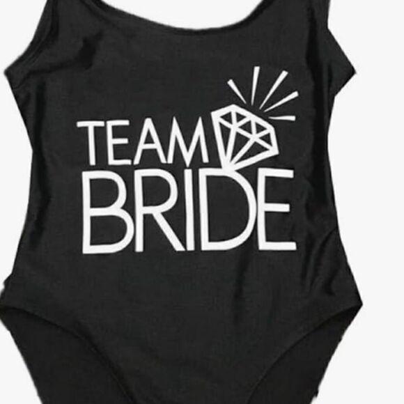 🆕️Team Bride Diamond Print One Piece Swimsuit Bathing Suits with Padding Size S - Picture 2 of 6